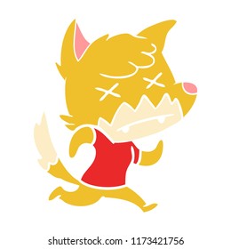 flat color style cartoon dead fox