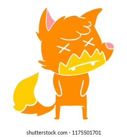 flat color style cartoon dead fox