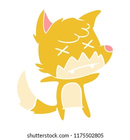 flat color style cartoon dead fox