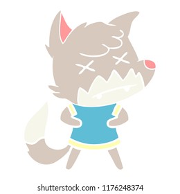 flat color style cartoon dead fox