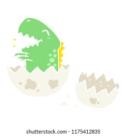 flat color style cartoon dinosaur hatching