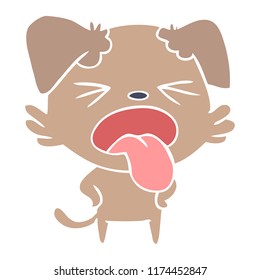 flat color style cartoon disgusted dog