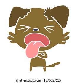 flat color style cartoon disgusted dog