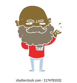 flat color style cartoon dismissive man with beard frowning