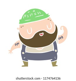 flat color style cartoon dock worker
