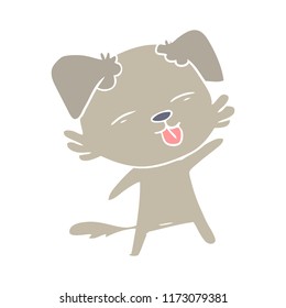 flat color style cartoon dog sticking out tongue