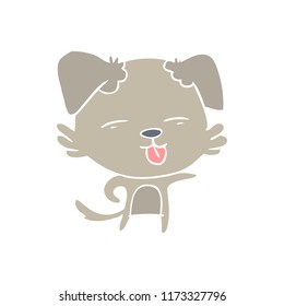 flat color style cartoon dog sticking out tongue