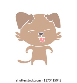 flat color style cartoon dog sticking out tongue