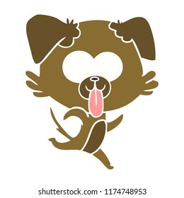 flat color style cartoon dog with tongue sticking out
