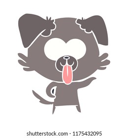 flat color style cartoon dog with tongue sticking out