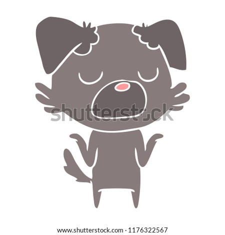 flat color style cartoon dog shrugging shoulders