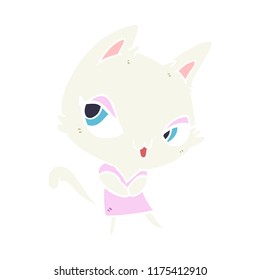 flat color style cartoon female cat