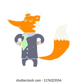 flat color style cartoon fox businessman