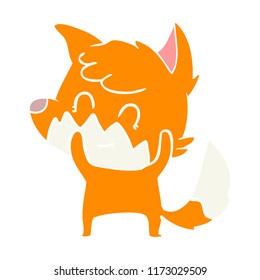 flat color style cartoon friendly fox