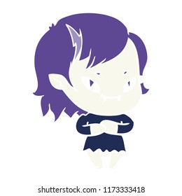 flat color style cartoon friendly vampire girl
