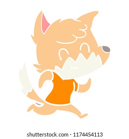 zorro amigable de dibujos animados de color plano