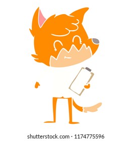 flat color style cartoon friendly fox manager