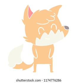 flat color style cartoon friendly fox