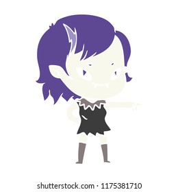 estilo de color plano caricatura chica vampiro amigable