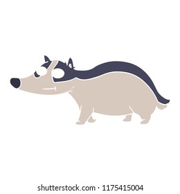 flat color style cartoon friendly badger