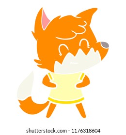 flat color style cartoon friendly fox