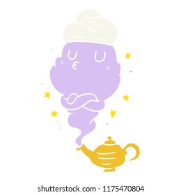 flat color style cartoon genie
