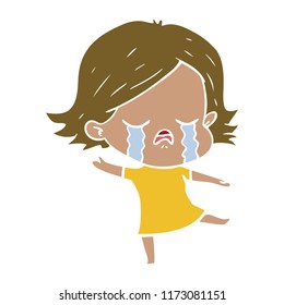 flat color style cartoon girl crying