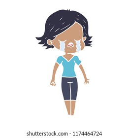 flat color style cartoon girl crying