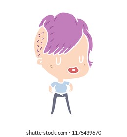 flat color style cartoon girl