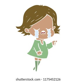 flat color style cartoon girl crying