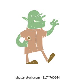 flat color style cartoon goblin