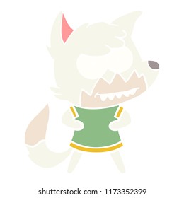 flat color style cartoon grinning fox