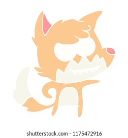 flat color style cartoon grinning fox