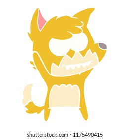 flat color style cartoon grinning fox