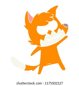 flat color style cartoon grinning fox