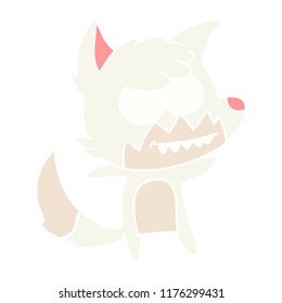 flat color style cartoon grinning fox