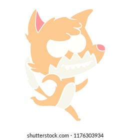 flat color style cartoon grinning fox