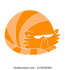 flat color style cartoon grumpy cat