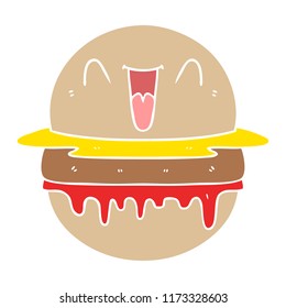 flat color style cartoon happy burger