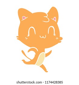 flat color style cartoon happy cat