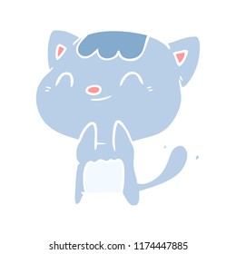 flat color style cartoon happy cat