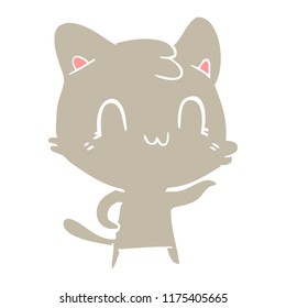 flat color style cartoon happy cat