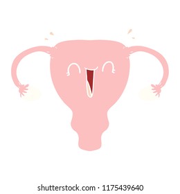 flat color style cartoon happy uterus 