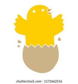 flat color style cartoon hatching bird