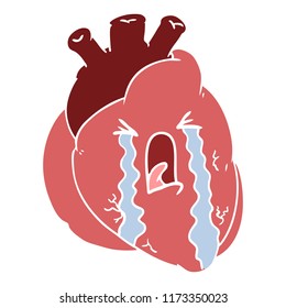 flat color style cartoon heart crying