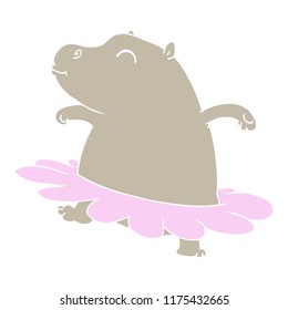 flat color style cartoon hippo ballerina