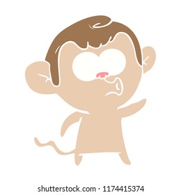 flat color style cartoon hooting monkey