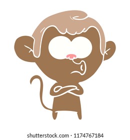 mono de dibujos animados de estilo de color plano