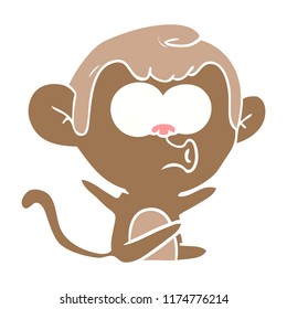flat color style cartoon hooting monkey