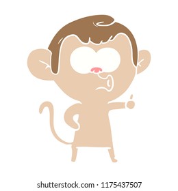 flat color style cartoon hooting monkey